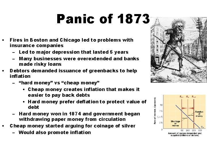 Panic of 1873 • • • Fires in Boston and Chicago led to problems