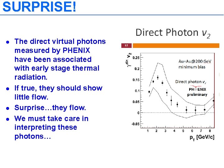 SURPRISE! l l The direct virtual photons measured by PHENIX have been associated with