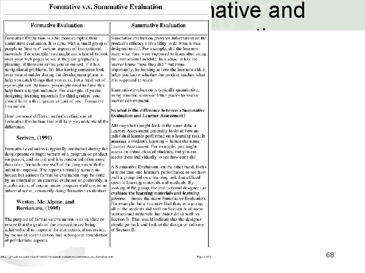Formative and Summative 68 Formative and Summative 68