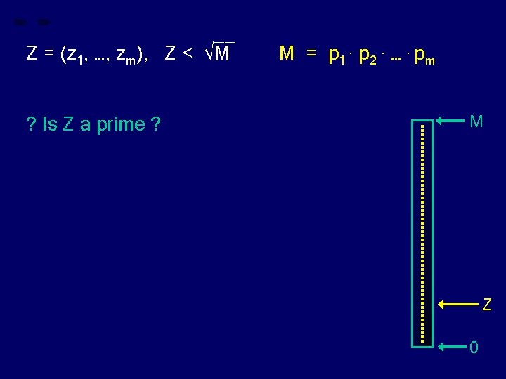 __ Z = (z 1, …, zm), Z < √M ? Is Z a