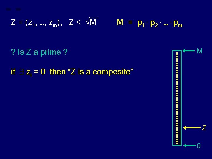 __ Z = (z 1, …, zm), Z < √M M = p 1.