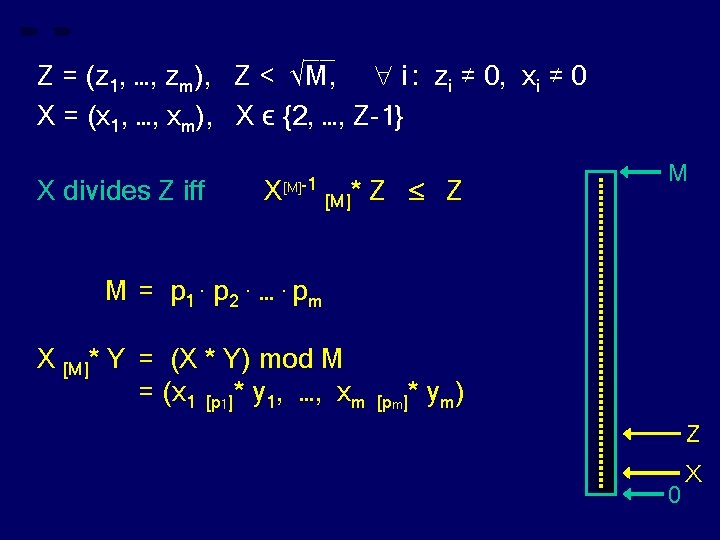 __ Z = (z 1, …, zm), Z < √M, i : zi ≠