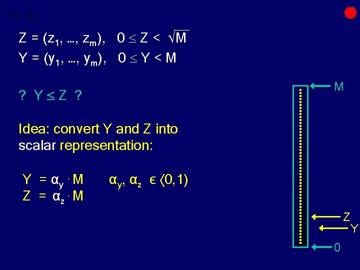 __ Z = (z 1, …, zm), 0 Z < √M Y = (y