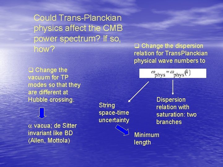 Could Trans-Planckian physics affect the CMB power spectrum? If so, how? q Change the