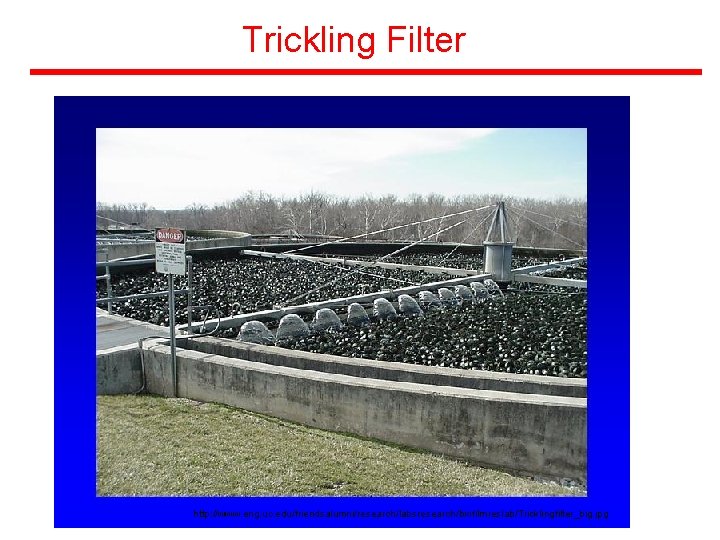 Trickling Filter http: //www. eng. uc. edu/friendsalumni/research/labsresearch/biofilmreslab/Tricklingfilter_big. jpg 