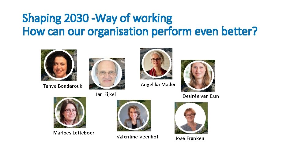 Shaping 2030 -Way of working How can our organisation perform even better? Angelika Mader Shaping 2030 -Way of working How can our organisation perform even better? Angelika Mader