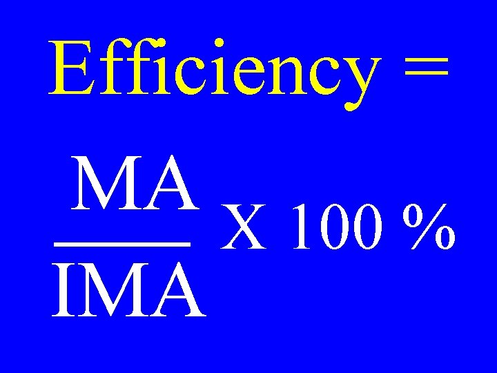 Efficiency = MA X 100 % IMA 