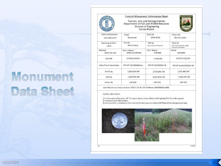 Monument Data Sheet 10/2/2020 8 