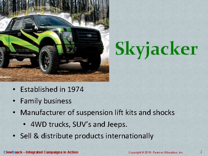 Skyjacker • Established in 1974 • Family business • Manufacturer of suspension lift kits