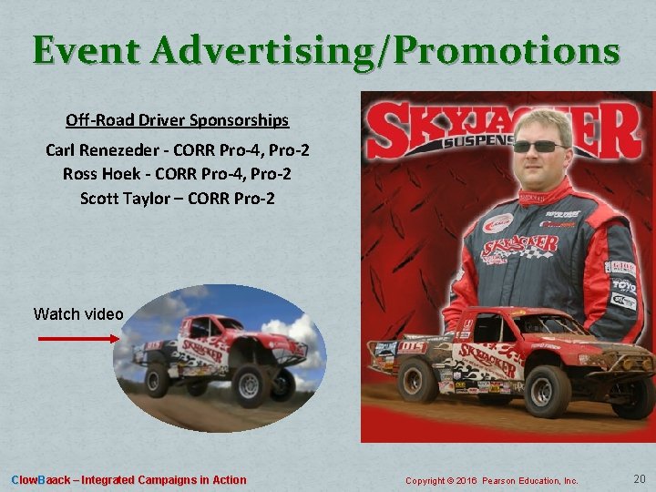 Event Advertising/Promotions Off-Road Driver Sponsorships Carl Renezeder - CORR Pro-4, Pro-2 Ross Hoek -