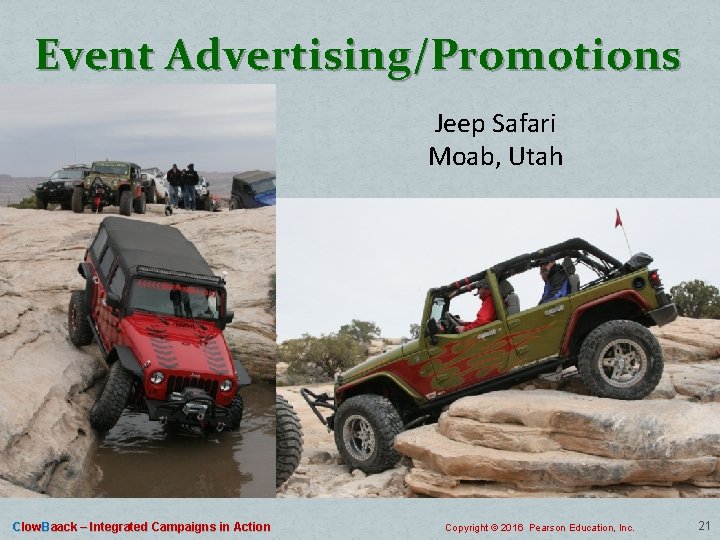 Event Advertising/Promotions Jeep Safari Moab, Utah Clow. Baack – Integrated Campaigns in Action Copyright