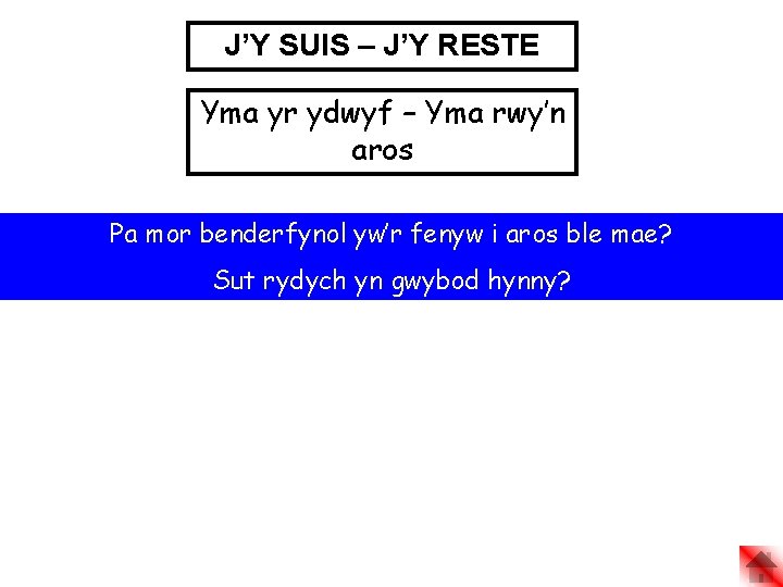 J’Y SUIS – J’Y RESTE Yma yr ydwyf – Yma rwy’n aros Pa mor