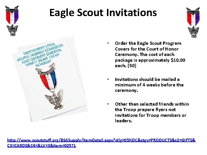  Eagle Scout Invitations • Order the Eagle Scout Program Covers for the Court