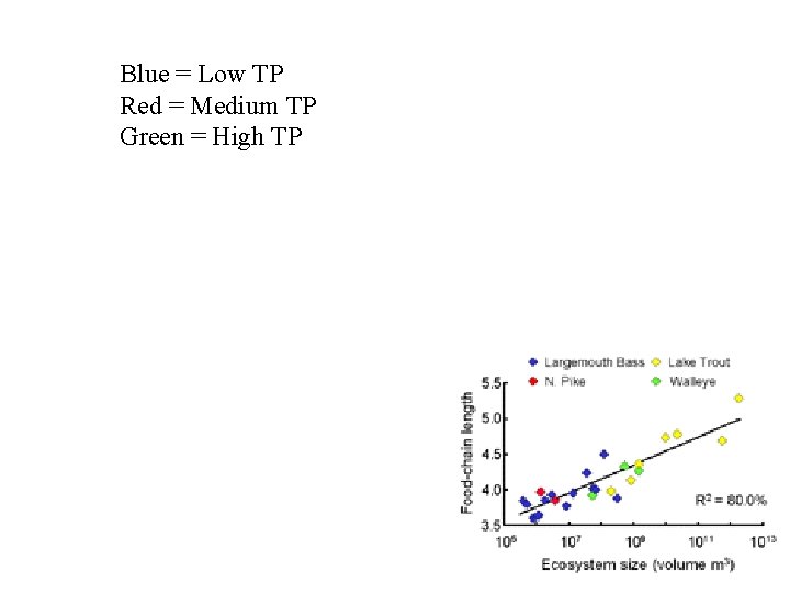 Blue = Low TP Red = Medium TP Green = High TP 