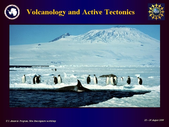 Volcanology and Active Tectonics U. S. Antarctic Program, New Investigators workshop 23 – 24