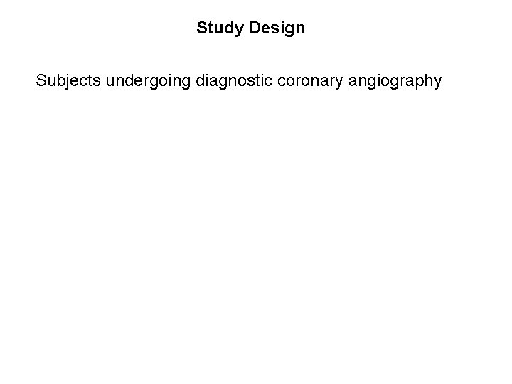 Study Design Subjects undergoing diagnostic coronary angiography 