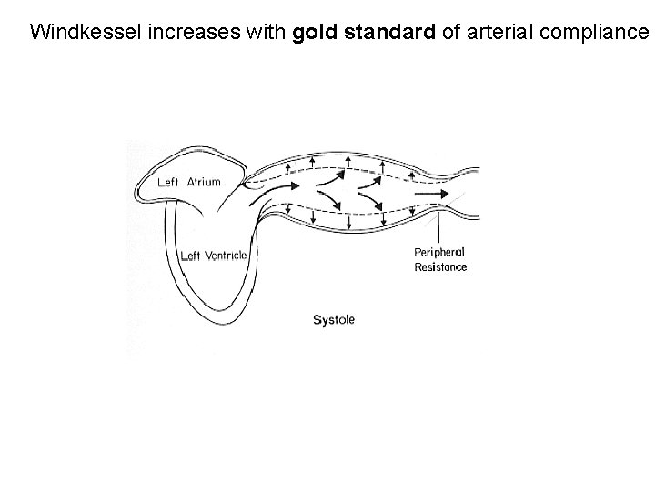 Windkessel increases with gold standard of arterial compliance 