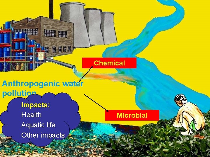 Chemical Anthropogenic water pollution Impacts: Health Aquatic life Other impacts Microbial 