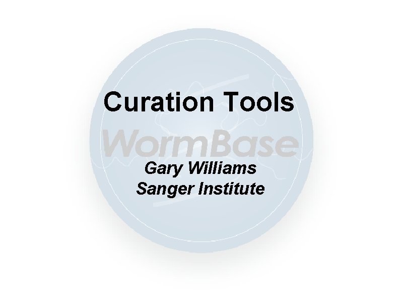 Curation Tools Gary Williams Sanger Institute 