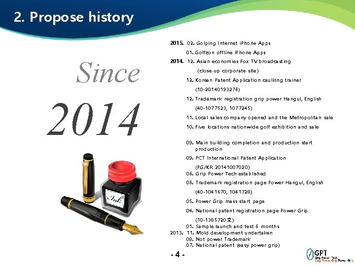 2. Propose history 2015. 02. Golping Internet i. Phone Apps 01. Golfzon offline i.