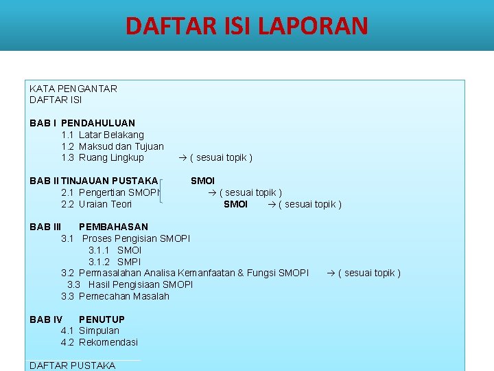 DAFTAR ISI LAPORAN KATA PENGANTAR DAFTAR ISI BAB I PENDAHULUAN 1. 1 Latar Belakang