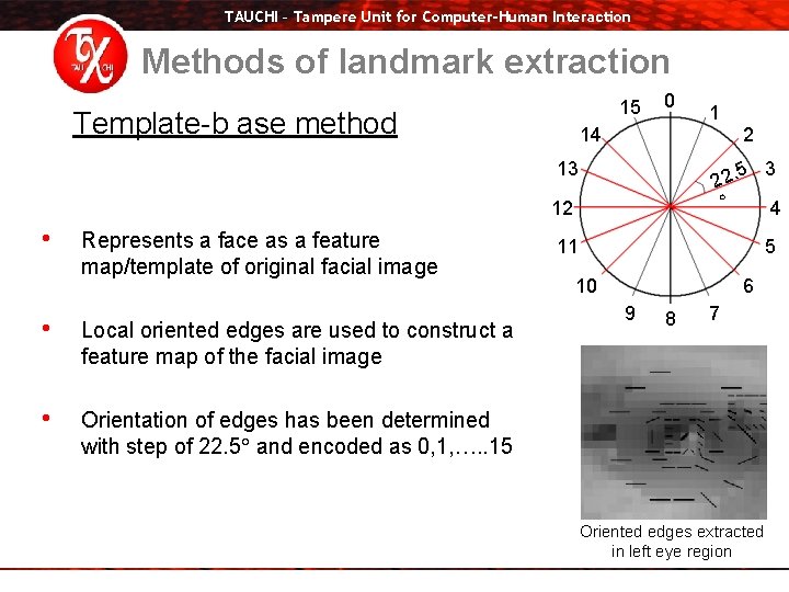 TAUCHI – Tampere Unit for Computer-Human Interaction Methods of landmark extraction 15 Template-b ase