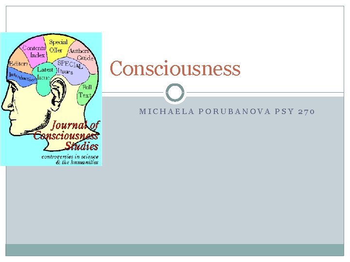 Consciousness MICHAELA PORUBANOVA PSY 270 