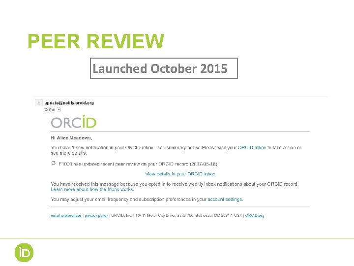 PEER REVIEW Launched October 2015 