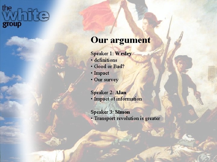 Our argument Speaker 1: Wesley • definitions • Good or Bad? • Impact • Our argument Speaker 1: Wesley • definitions • Good or Bad? • Impact •