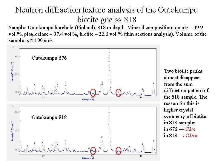 Neutron diffraction texture analysis of the Outokumpu biotite gneiss 818 Sample: Outokumpu borehole (Finland),