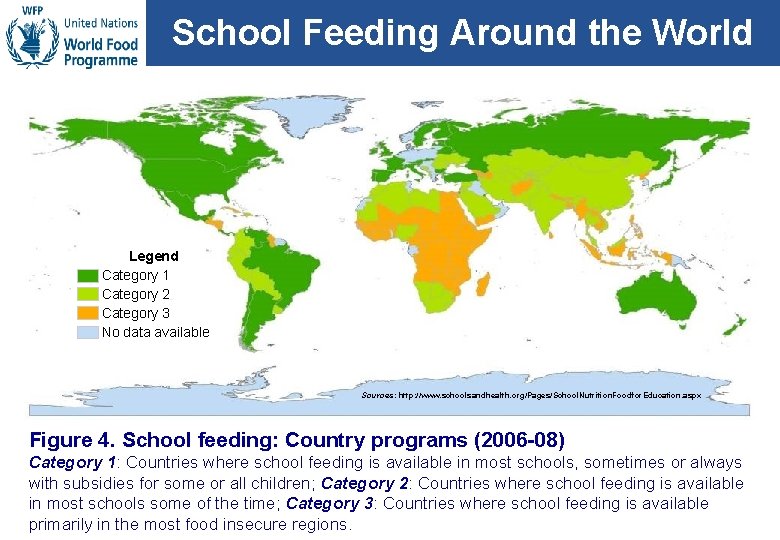 School Feeding Around the World Legend Category 1 Category 2 Category 3 No data