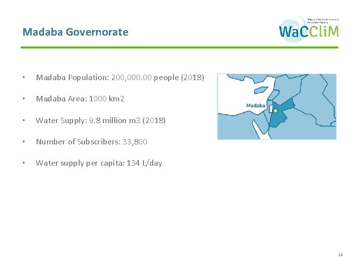 Madaba Governorate • Madaba Population: 200, 000. 00 people (2018) • Madaba Area: 1000