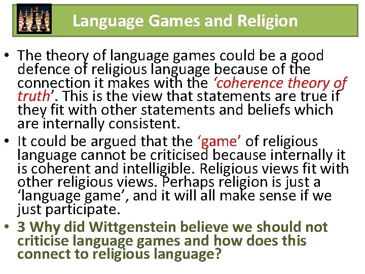Language Games and Religion • The theory of language games could be a good Language Games and Religion • The theory of language games could be a good