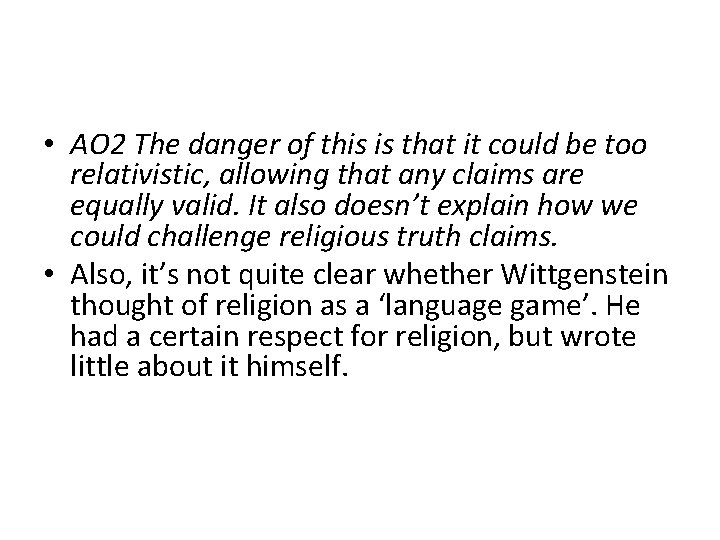 • AO 2 The danger of this is that it could be too • AO 2 The danger of this is that it could be too