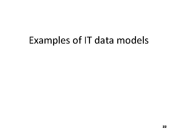 Examples of IT data models 22 