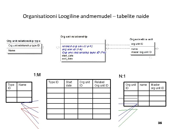 Organisatiooni Loogiline andmemudel – tabelite naide 1: M Type ID Name N: 1 Type