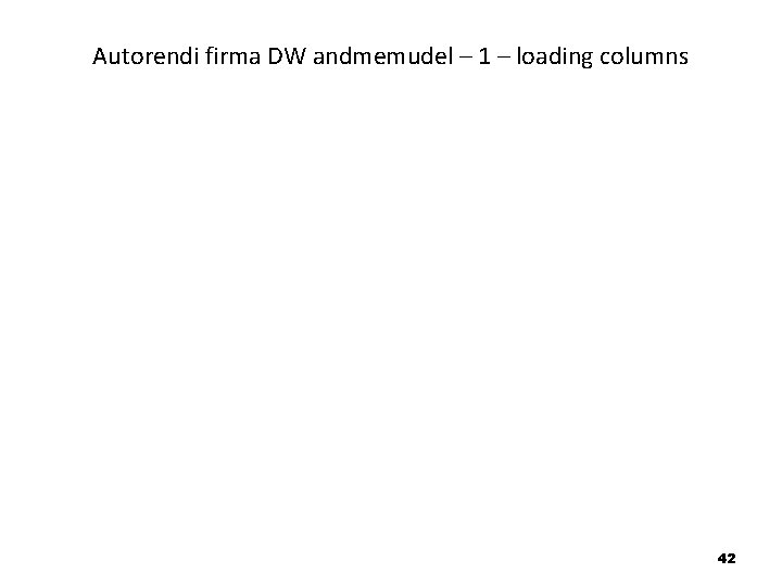 Autorendi firma DW andmemudel – 1 – loading columns 42 
