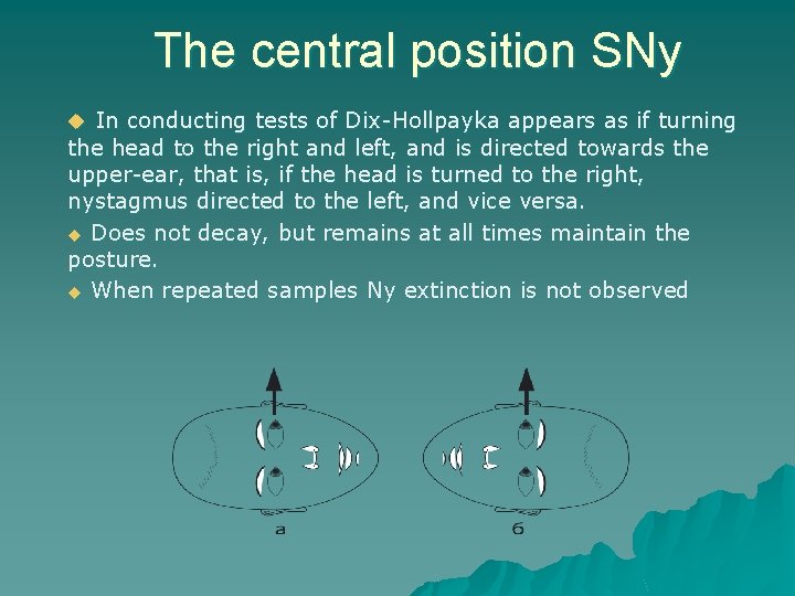 The central position SNy u In conducting tests of Dix-Hollpayka appears as if turning