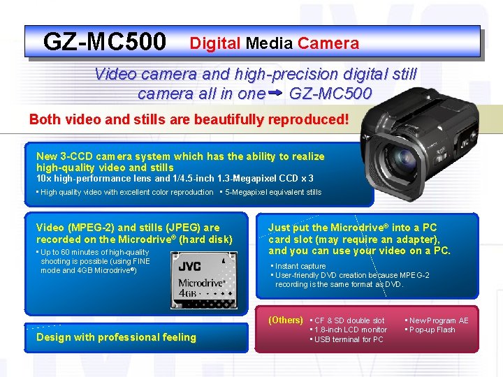 GZ-MC 500 Digital Media Camera Video camera and high-precision digital still camera all in