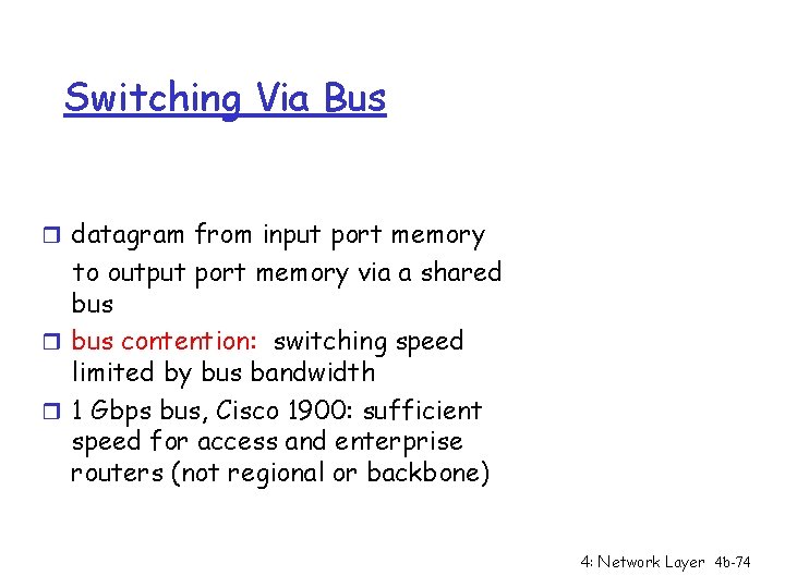 Switching Via Bus r datagram from input port memory to output port memory via