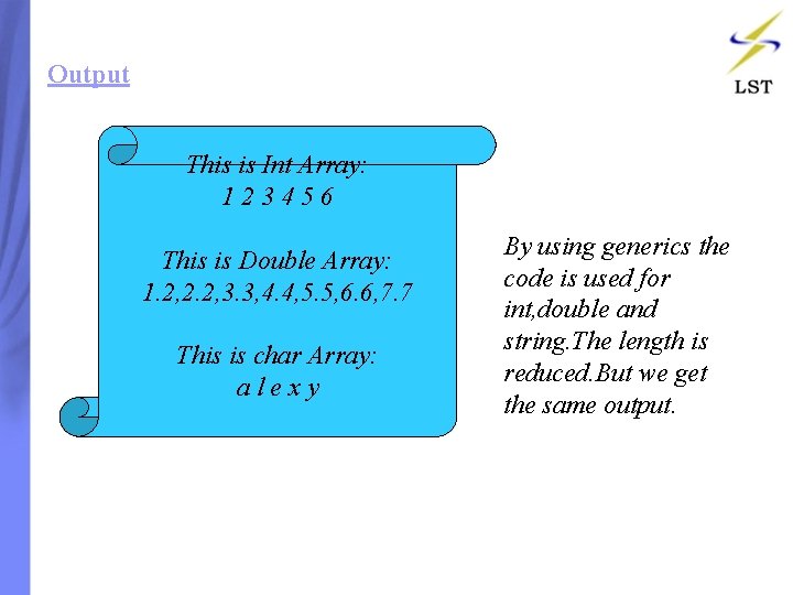 Output This is Int Array: 123456 This is Double Array: 1. 2, 2. 2, Output This is Int Array: 123456 This is Double Array: 1. 2, 2. 2,