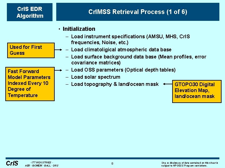 Cr. IS EDR Algorithm Cr. IMSS Retrieval Process (1 of 6) • Initialization Used