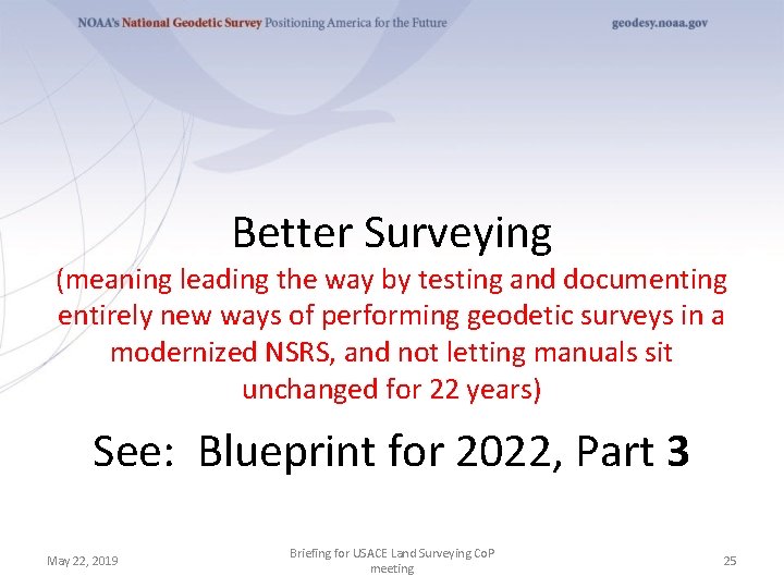 Better Surveying (meaning leading the way by testing and documenting entirely new ways of