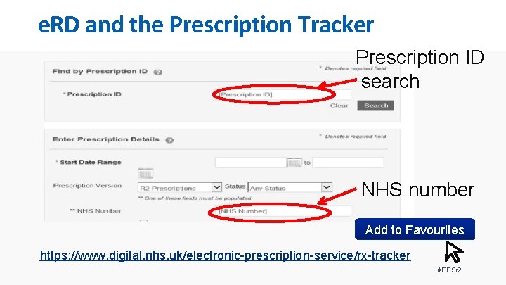 e. RD and the Prescription Tracker www. hscic. gov. uk/eps/tracker Prescription ID search Add