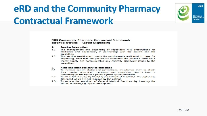 e. RD and the Community Pharmacy Contractual Framework #EPSr 2 