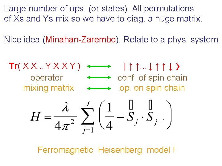 Large number of ops. (or states). All permutations of Xs and Ys mix so Large number of ops. (or states). All permutations of Xs and Ys mix so