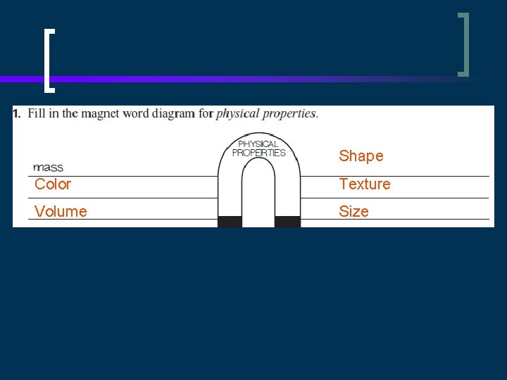 Shape Color Texture Volume Size 