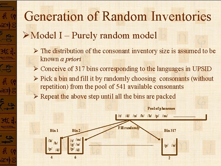 Generation of Random Inventories Ø Model I – Purely random model Ø The distribution Generation of Random Inventories Ø Model I – Purely random model Ø The distribution