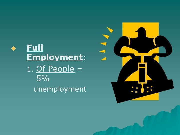 u Full Employment: 1. Of People = 5% unemployment 