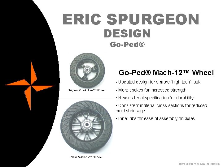 ERIC SPURGEON DESIGN Go-Ped® Mach-12™ Wheel • Updated design for a more “high tech”